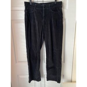 NYDJ Straight Leg Corduroy Pants Women's 8 Black Minimalist Neutral